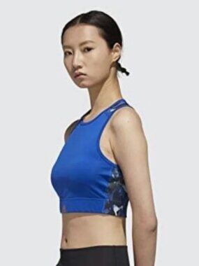 ADIDAS womens SPORTS BRA indigo ATHLETIC stretch WORKOUT purple YOGA top SIZE S